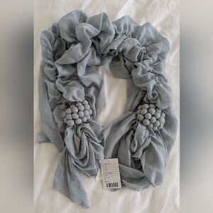 Anthropologie Soft Blue Scarf with Pom Details